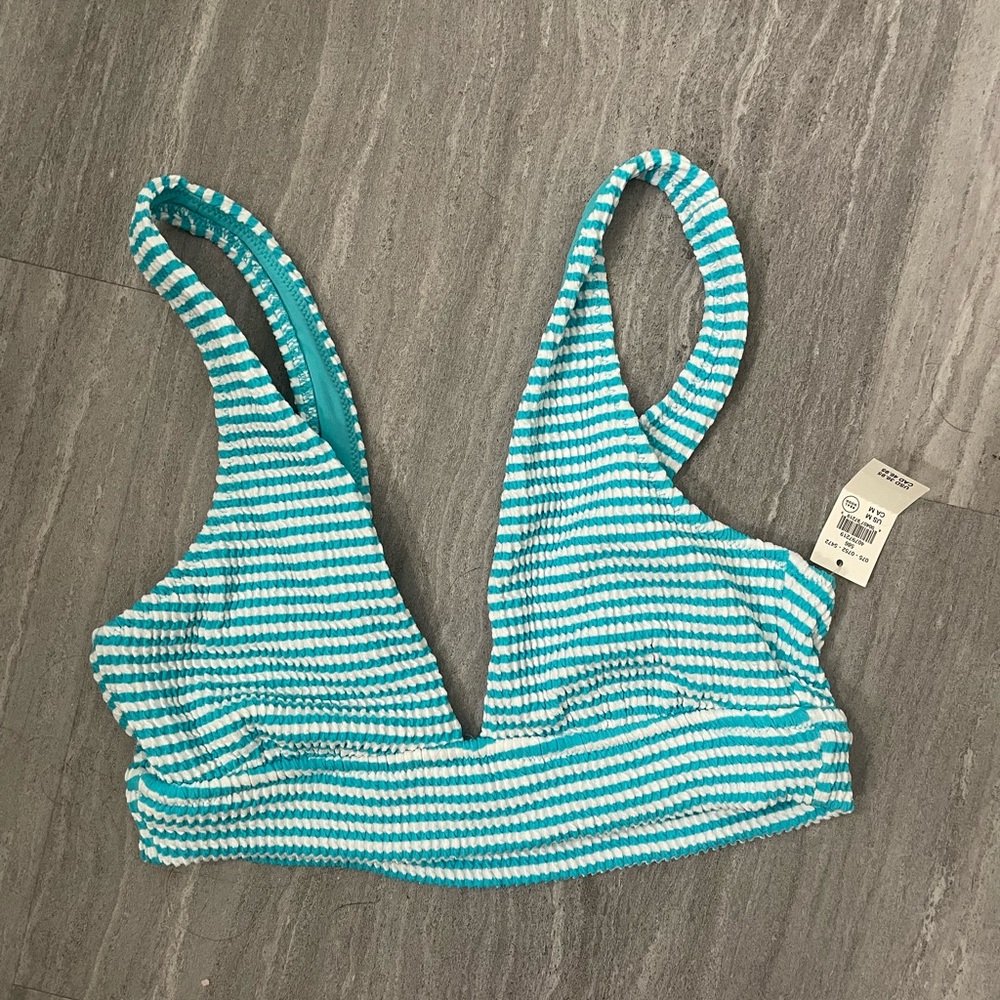 Aerie womens crinkle longline plunge triangle swim top